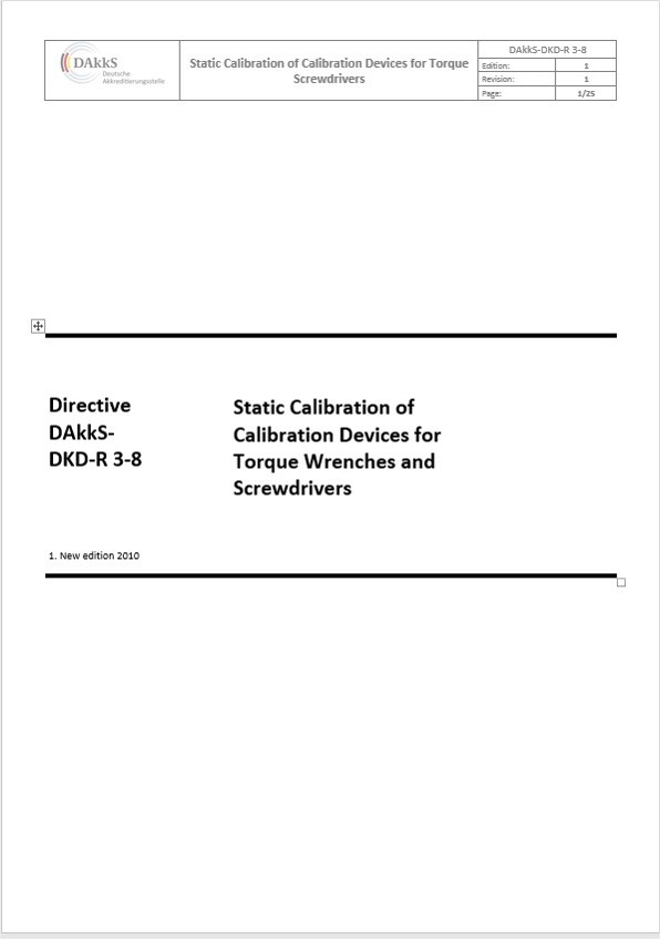 Norme DAkkS-DKD-R 3-8: 2010 et Certificat de Calibration
