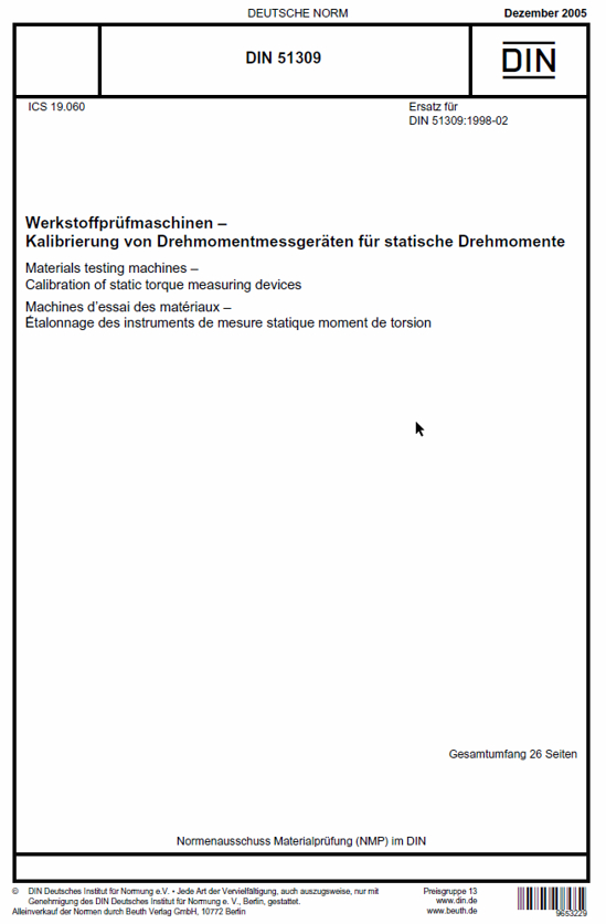 Norme DIN 51309: 2005 Présentation et Certificat de Calibration