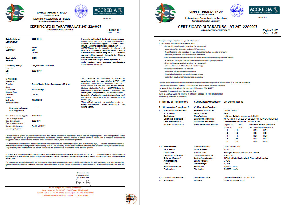 Taratura banchi di prova per motori elettrici